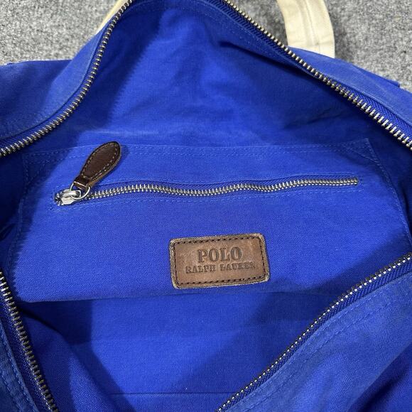 Vintage Polo Ralph Lauren Duffel Bag Bulldog Letterman Blue - Picture 10 of 13